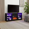 TV Stand Electric Fireplace Glass Shelves