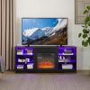 TV Stand Electric Fireplace Glass Shelves