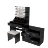 Large Makeup Vanity with Lights, Vanity Table with Charging Station, Vanity Desk with Mirror and 10 LED Light Bulbs