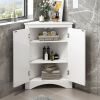 Triangle Bathroom Storage Cabinet with Adjustable Shelves, Freestanding Floor Cabinet for Home Kitchen